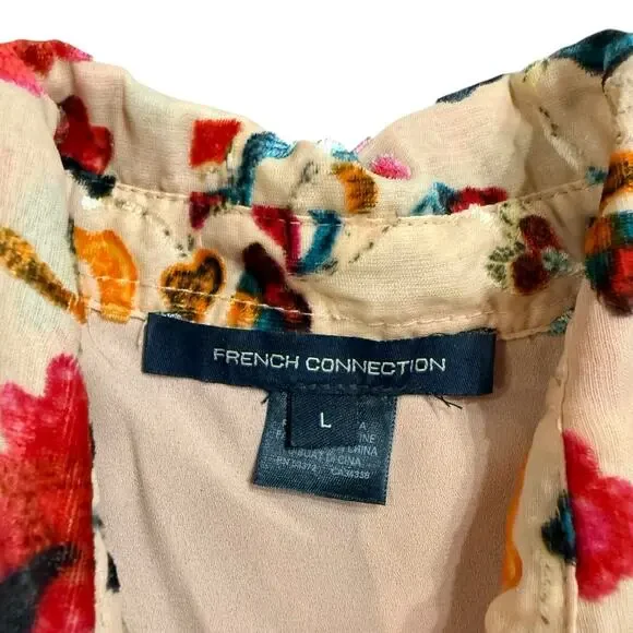 French Connection Floral Button-Up Blouse in Cream with Multicolor Print - Picture 4 of 6
